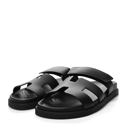 Hermes Calfskin Womens Chypre Sandals 38 Black 3 of 9