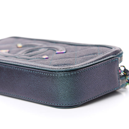 Chanel Iridescent Caviar Quilted CC Filigree Clutch With Chain Dark Turquoise 12 of 13