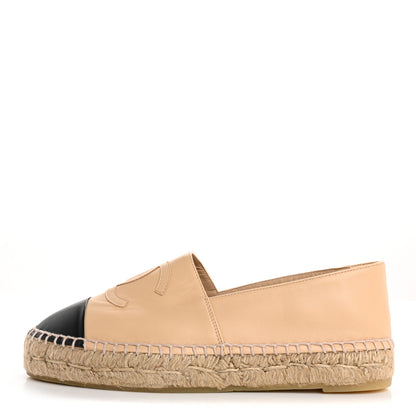 Chanel Lambskin CC Espadrilles 37 Beige Black 1 of 10