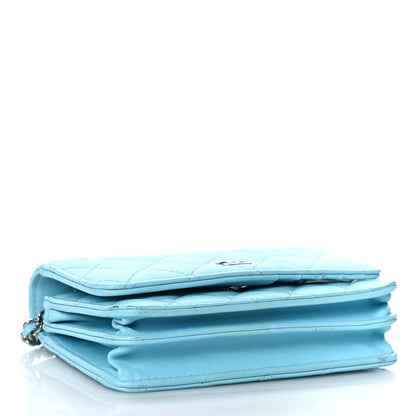 Chanel Lambskin Quilted Mini Wallet On Chain WOC Neon Blue 4 of 11