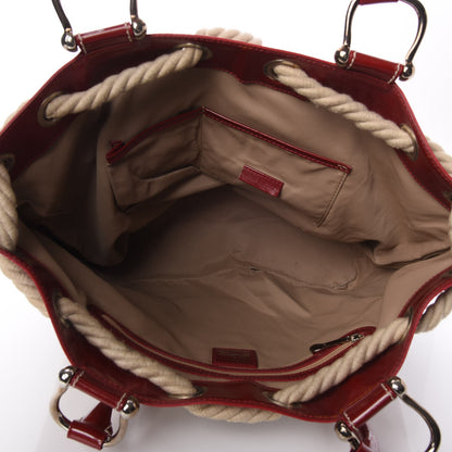 Burberry Patent Nova Check Nautical Tote Berry Red 5 of 14