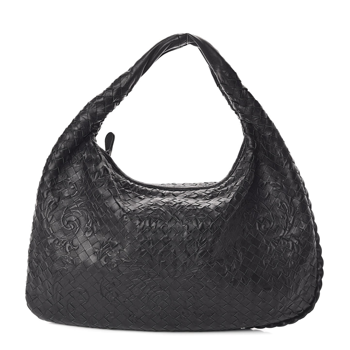 Nappa Intrecciato Embossed Medium Veneta Hobo Black
