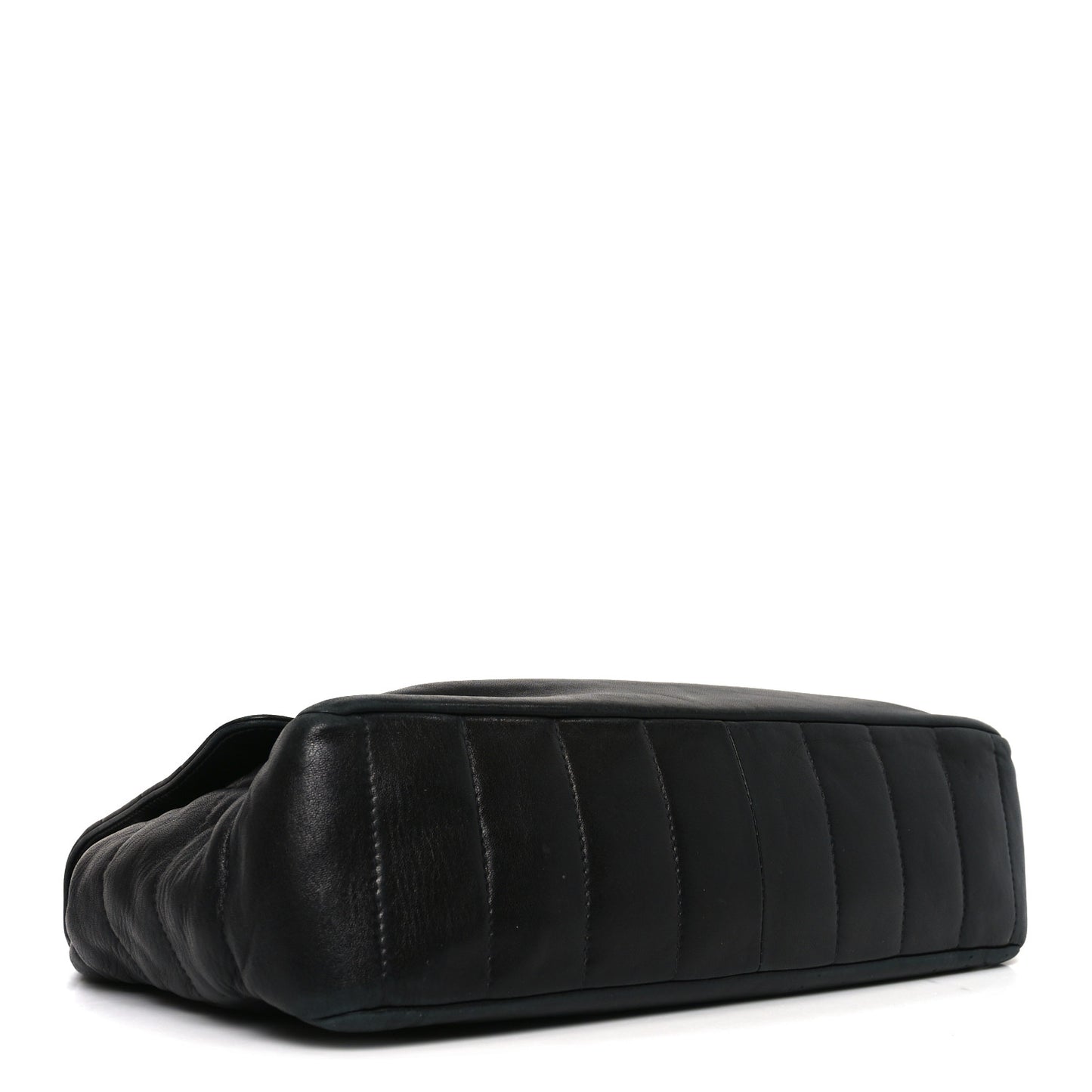 Lambskin Horizontal Quilt Jumbo Mademoiselle Flap Black