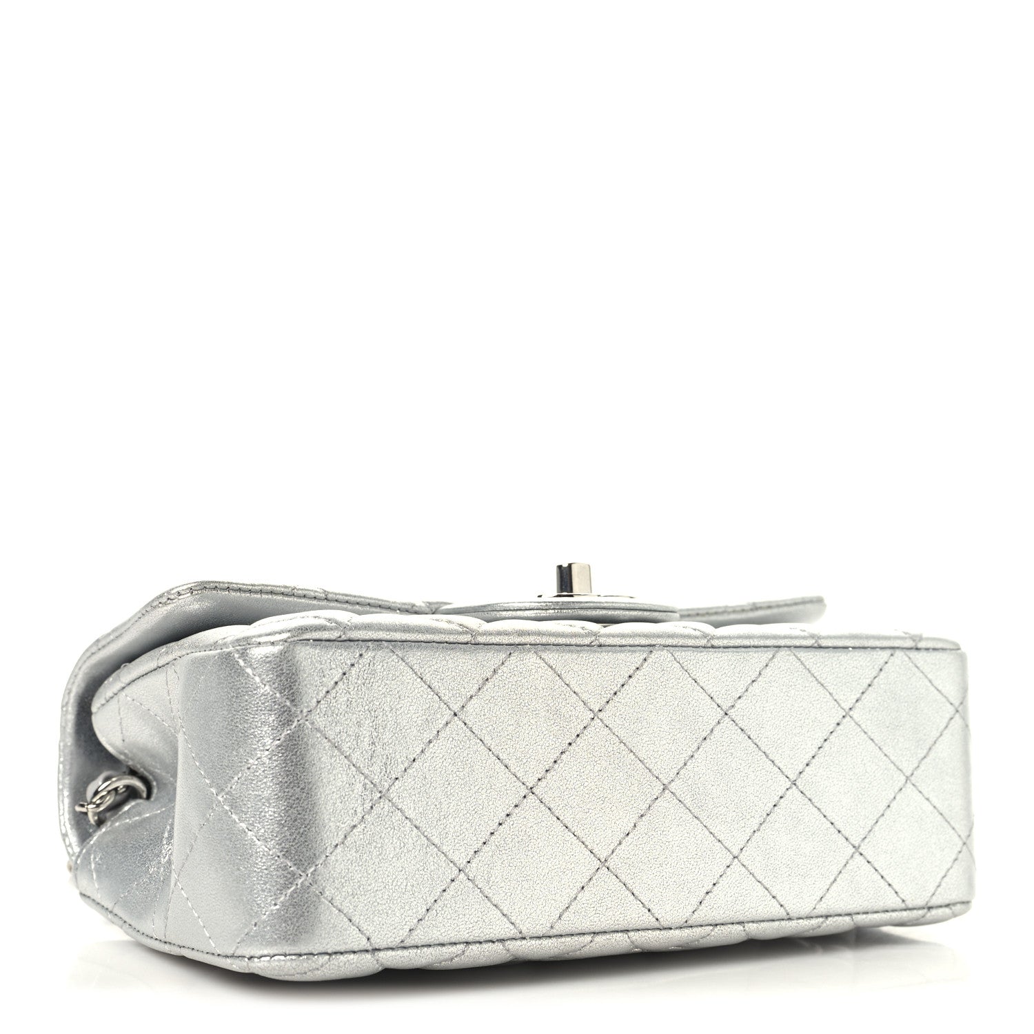 Chanel Metallic Lambskin Quilted Mini Rectangular Flap Silver 4 of 10
