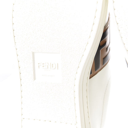 Fendi Vitello FF Embossed Pearland Slip On Sneakers 35.5 White Tobacco Moro 9 of 10