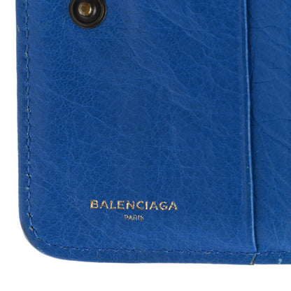 Balenciaga Agneau Classic Hardware Bill Fold Zip Wallet Bleu Lazuli 7 of 15