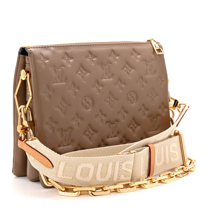 Louis Vuitton Lambskin Embossed Monogram Coussin PM Taupe 3 of 9