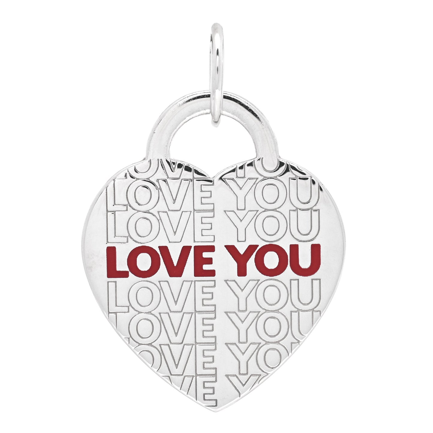 Sterling Silver Enamel LOVE YOU Heart Charm Red