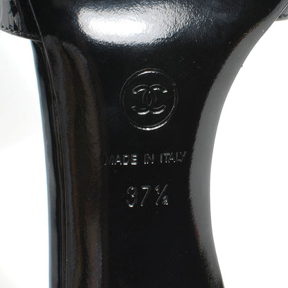 Chanel Patent Leather Camellia Mules 37.5 Black Ivory 6 of 6