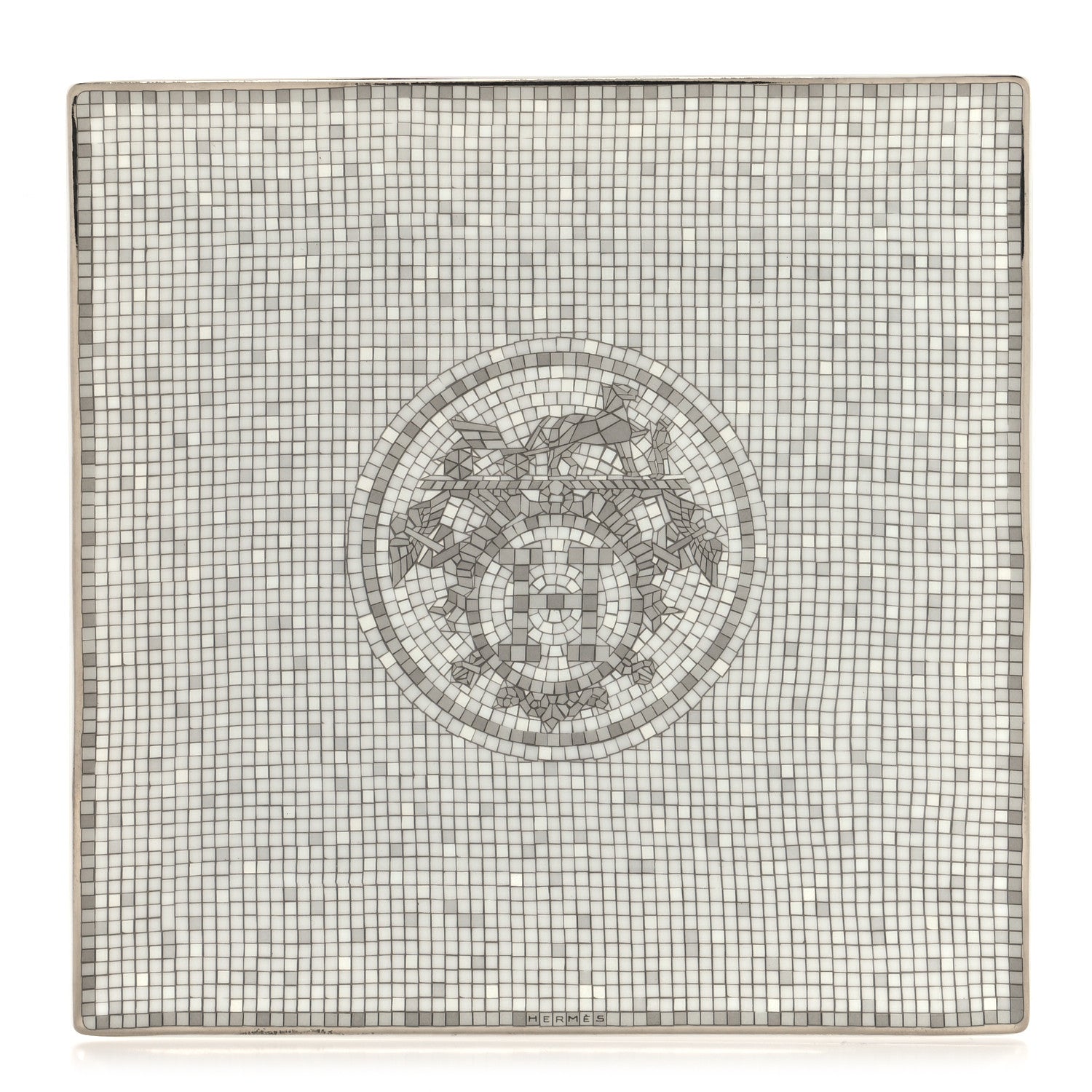 Hermes Porcelain Mosaique Au 24 Platinum Square Plate N°3 1 of 7