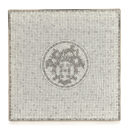 Hermes Porcelain Mosaique Au 24 Platinum Square Plate N°3 1 of 7