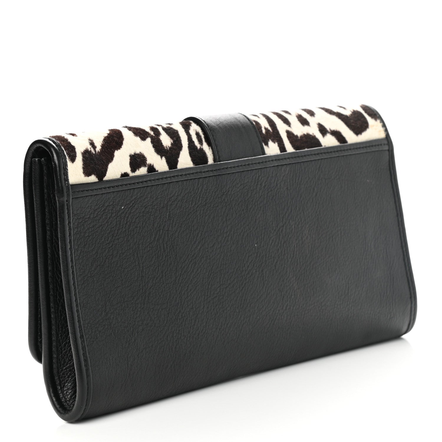 Saint Laurent Pony Hair Leopard Print Y Ligne Clutch Black White 2 of 6