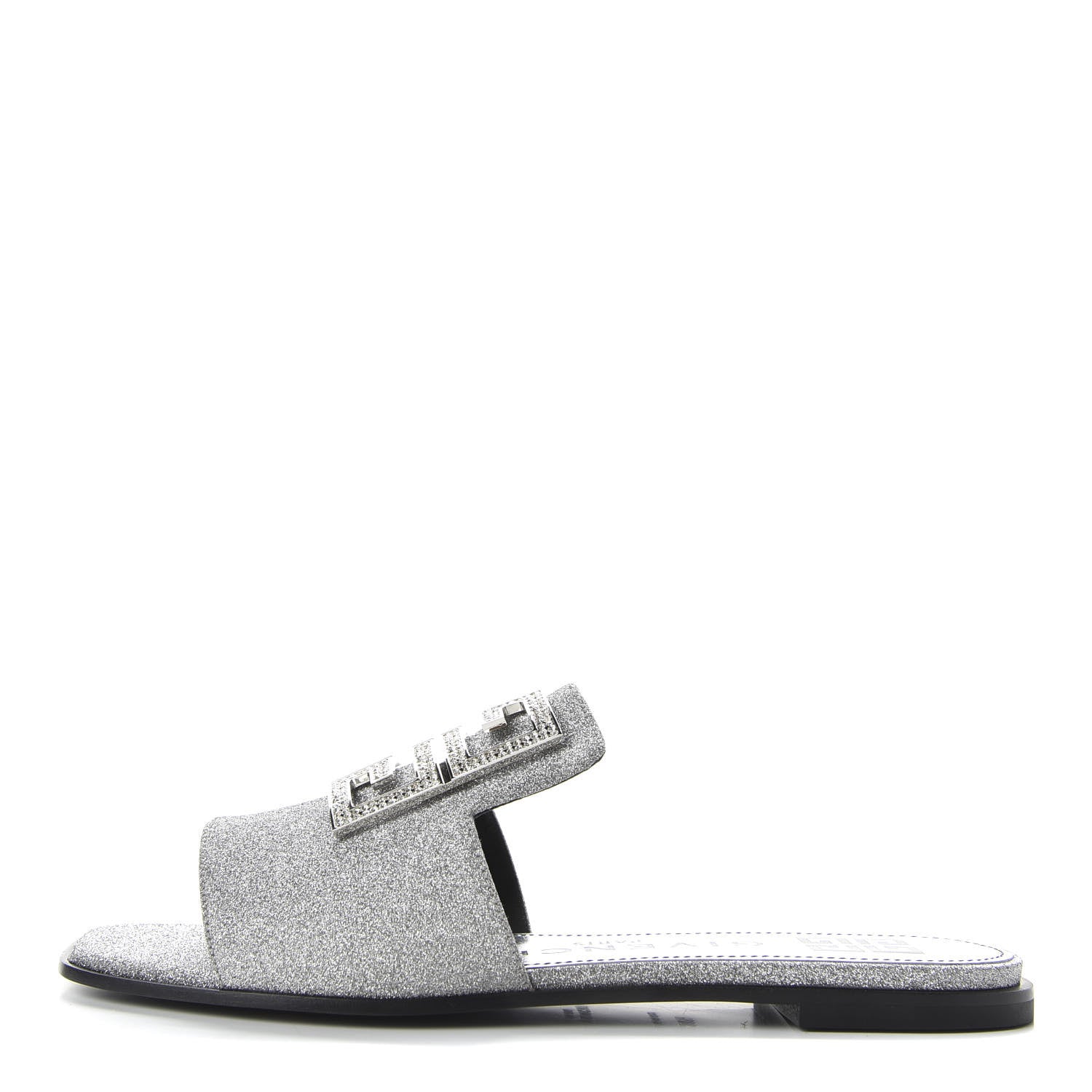 Givenchy Glitter Embellished Calfskin 4G Flat Sandals 36.5 Silver 1 of 10