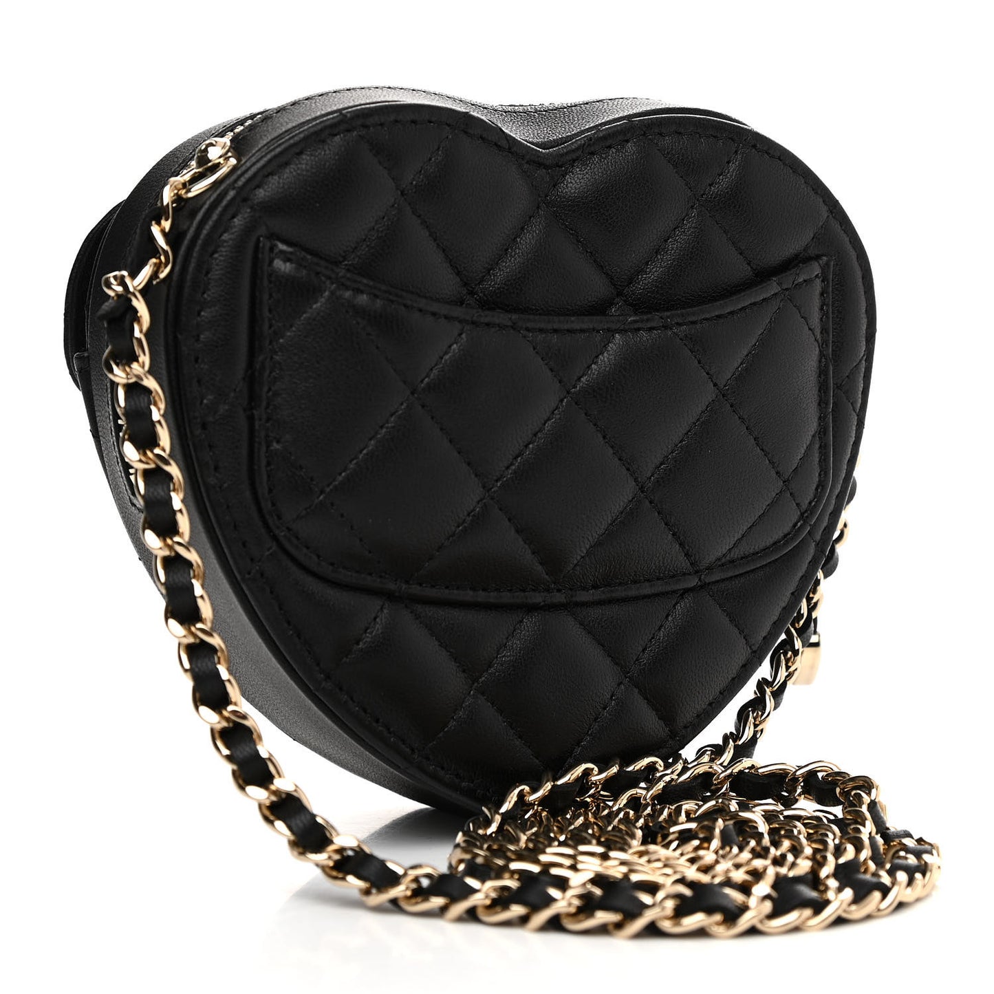 Lambskin Quilted CC In Love Heart Clutch With Chain Black