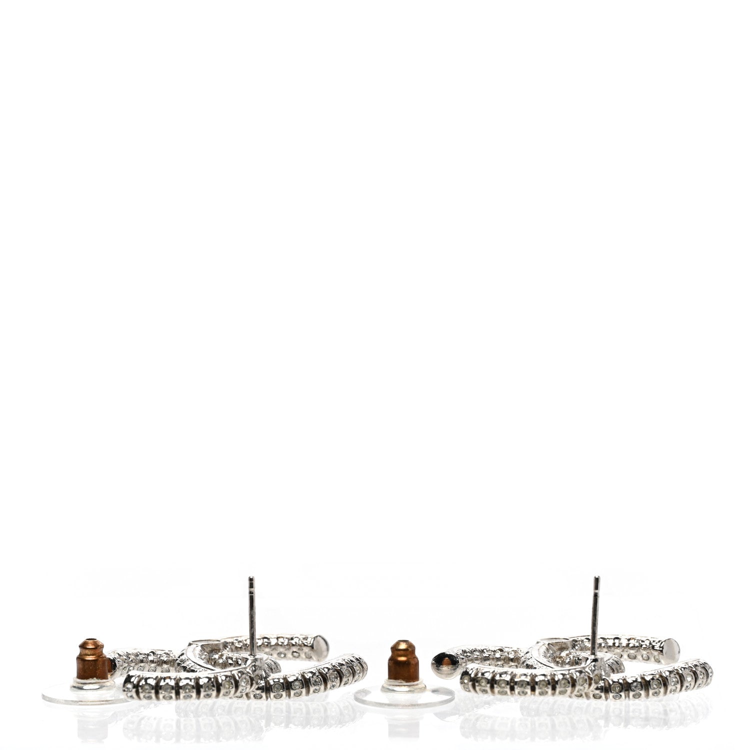 Chanel Crystal Large CC Earrings Silver 3 of 5
