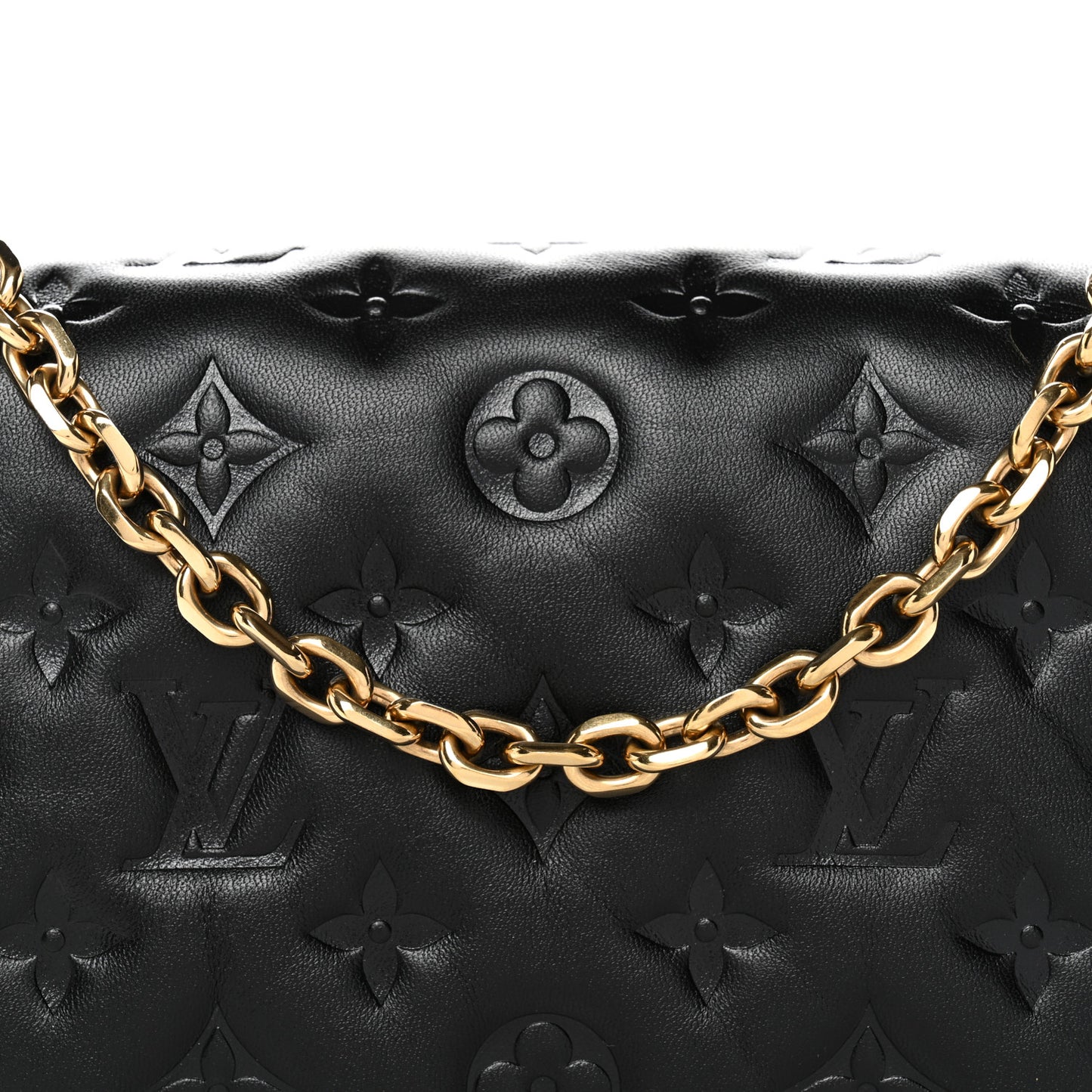 Lambskin Embossed Monogram Pochette Coussin Black