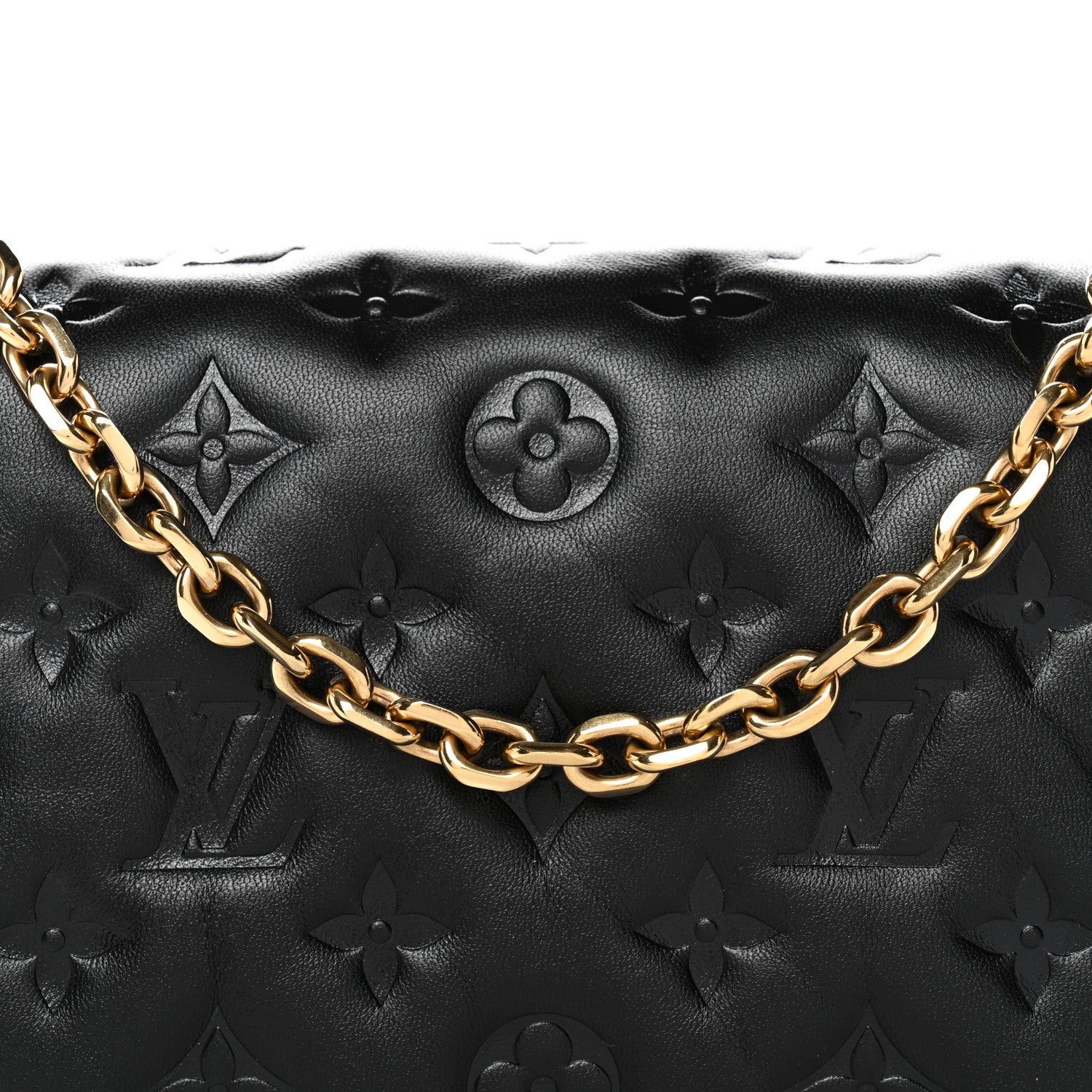 Louis Vuitton Lambskin Embossed Monogram Pochette Coussin Black 7 of 10