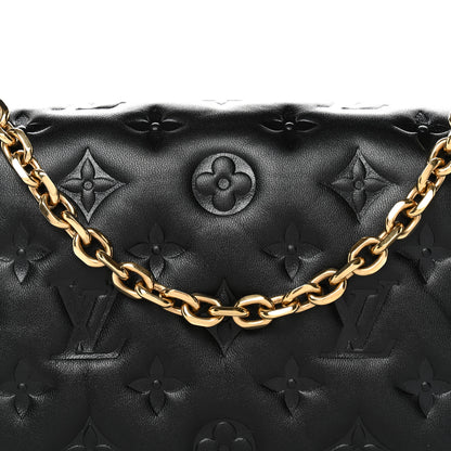 Louis Vuitton Lambskin Embossed Monogram Pochette Coussin Black 7 of 10