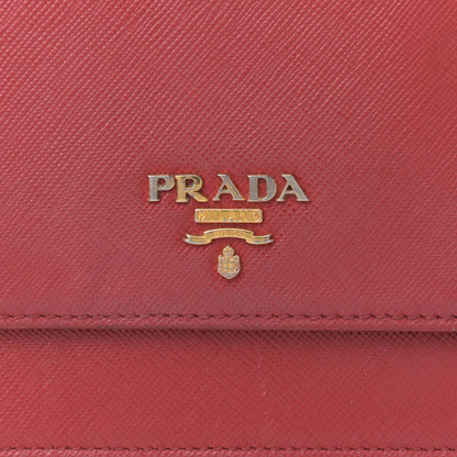 Prada Saffiano Metal Flap Wallet With Strap Fuoco 8 of 14