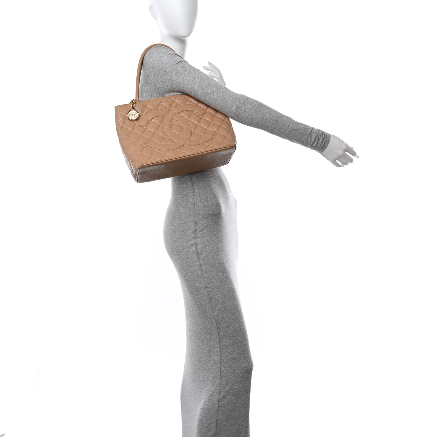 Chanel Caviar Quilted Medallion Tote Beige 2 of 13