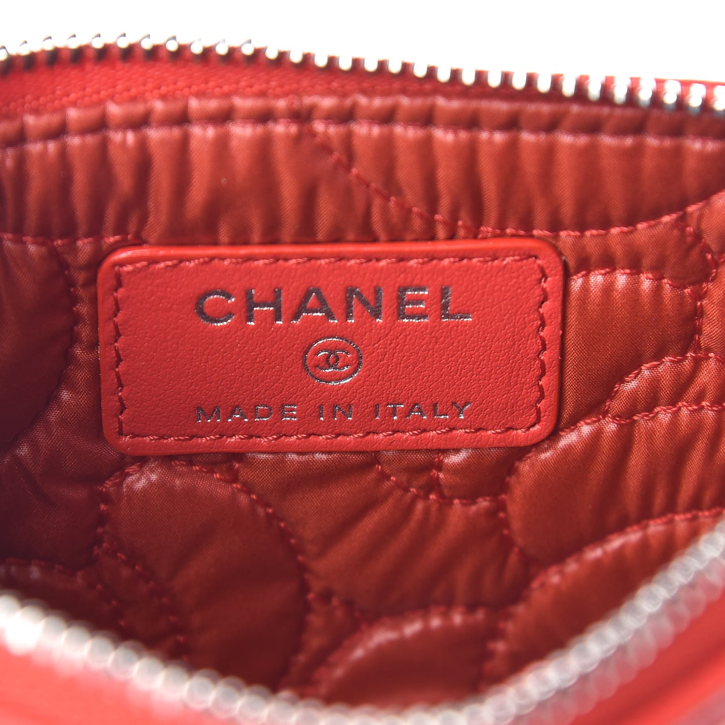 Goatskin Camellia Embossed Cosmetic Pouch Red