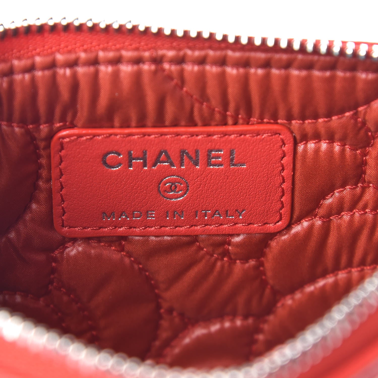 Chanel Goatskin Camellia Embossed Cosmetic Pouch Red 6 of 7