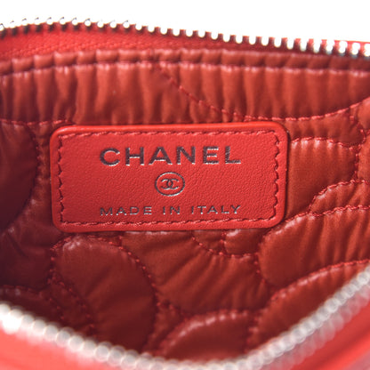 Chanel Goatskin Camellia Embossed Cosmetic Pouch Red 6 of 7