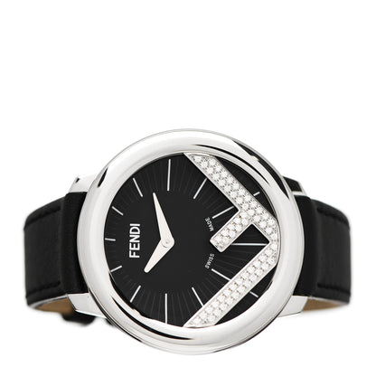 Fendi Stainless Steel Calfskin Diamond 36mm Fendi Run Away Quartz Watch Black 2 of 4