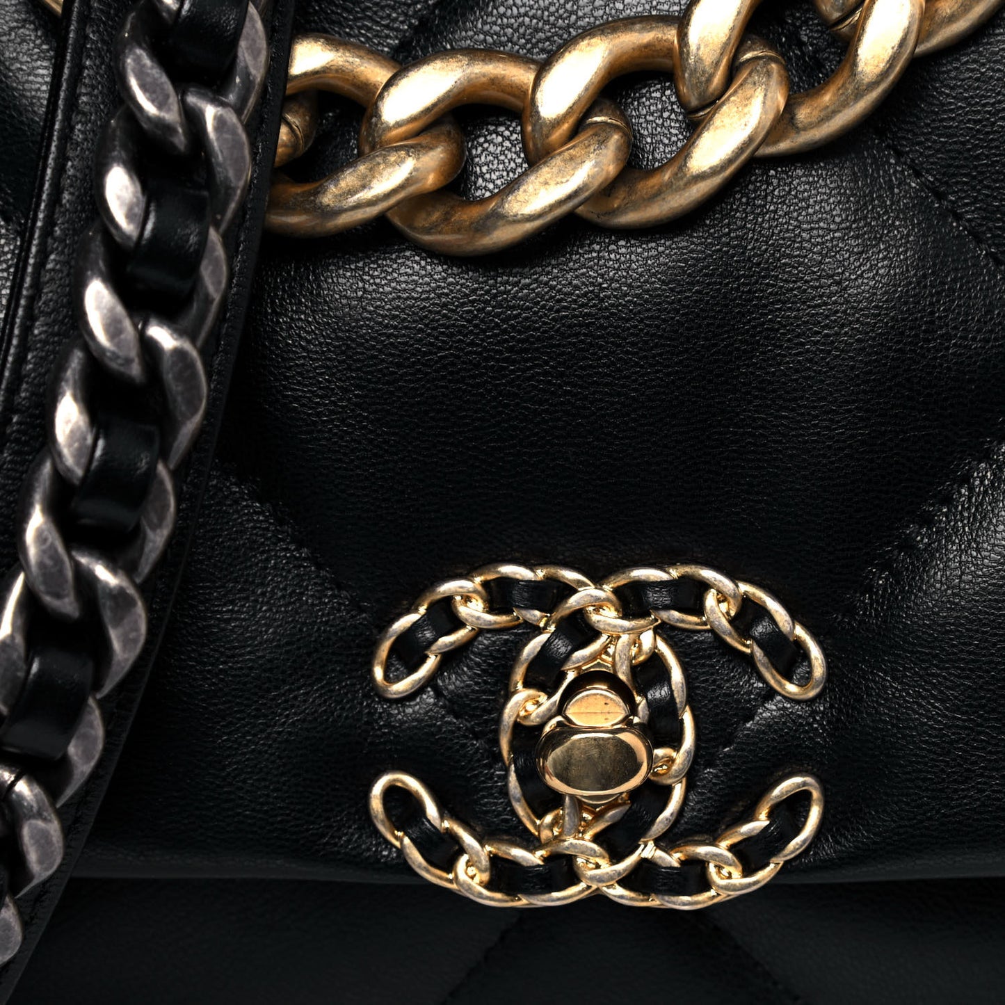 Lambskin Quilted Large Chanel 19 Flap Black