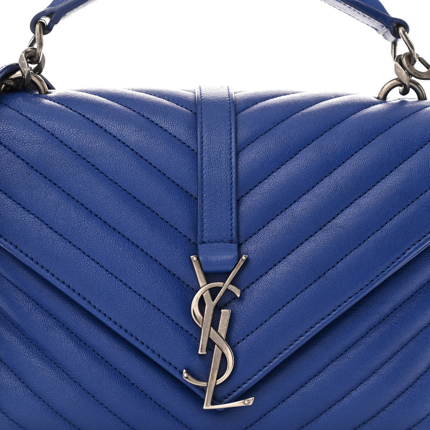 Sheepskin Matelasse Chevron Monogram Medium College Bag Royal Blue