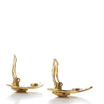 Chanel CC Tear Drop Clip On Earrings Gold 3 of 4