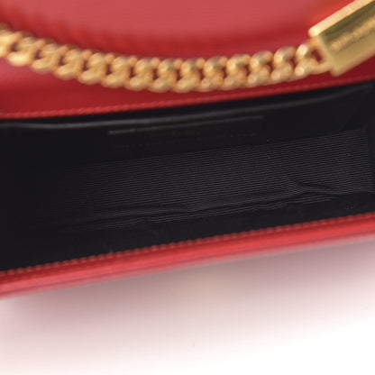 Saint Laurent Grain De Poudre Small Monogram Kate Satchel Red 5 of 9