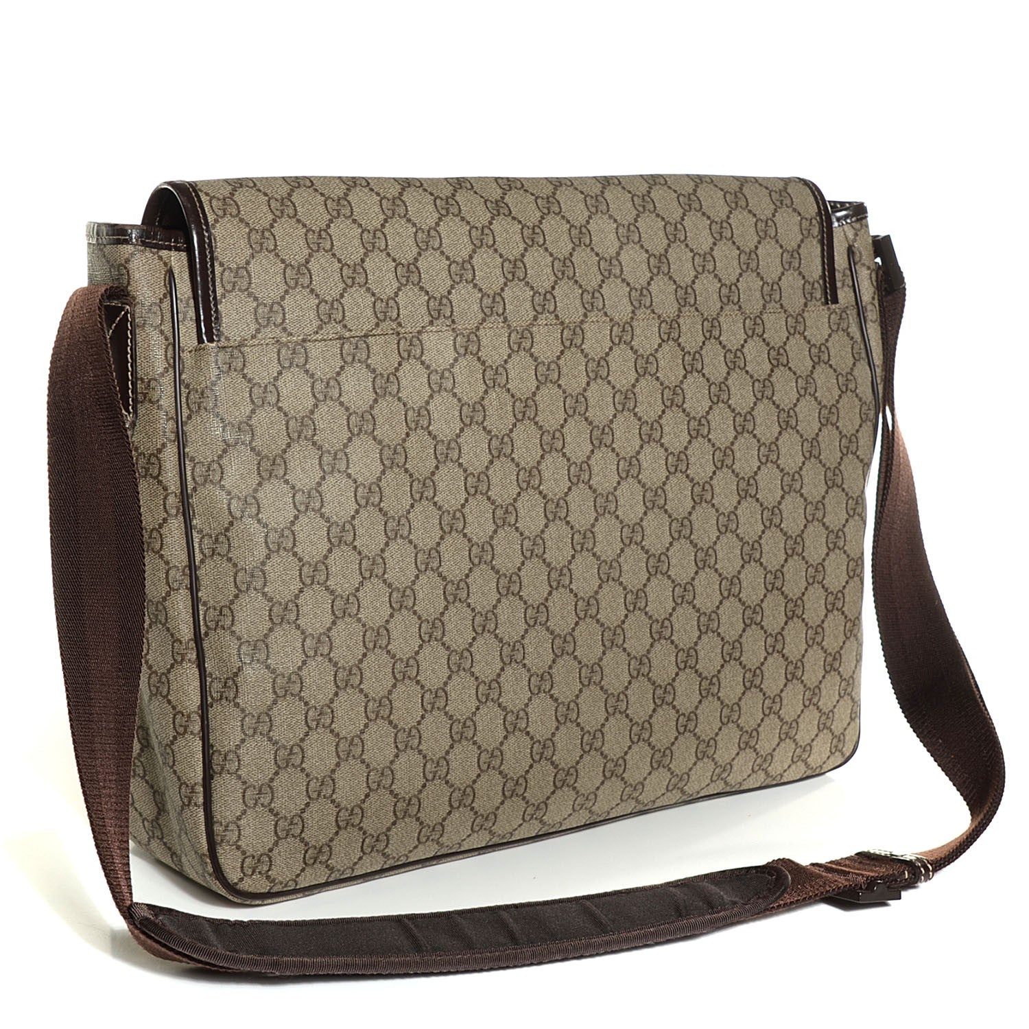 Gucci GG Plus Monogram Large Interlocking G Flap Messenger Bag Beige Dark Brown 3 of 9