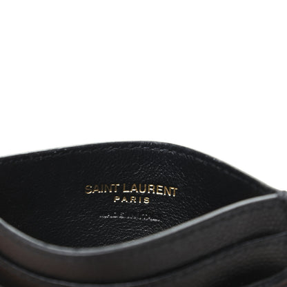 Saint Laurent Grain De Poudre Matelasse Chevron Monogram Credit Card Case Black 6 of 9