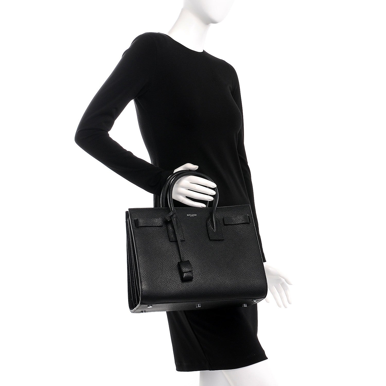 Saint Laurent Grained Calfskin Small Sac De Jour Black 3 of 8
