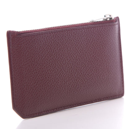 Saint Laurent Grained Calfskin 5 Fragments Zip Pouch Card Holder Burgundy 3 of 8