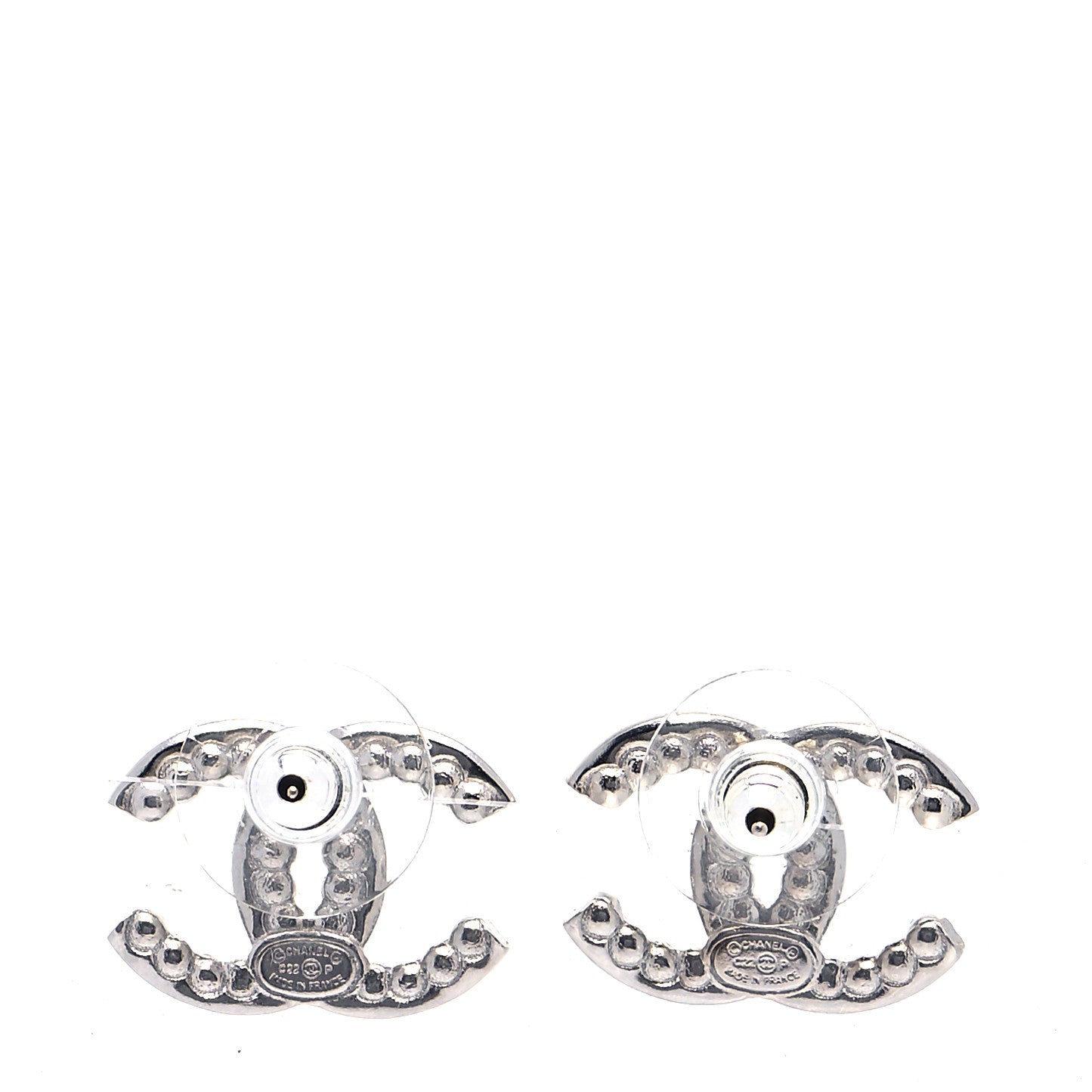 Chanel Crystal Pearl CC Earrings Silver 3 of 6