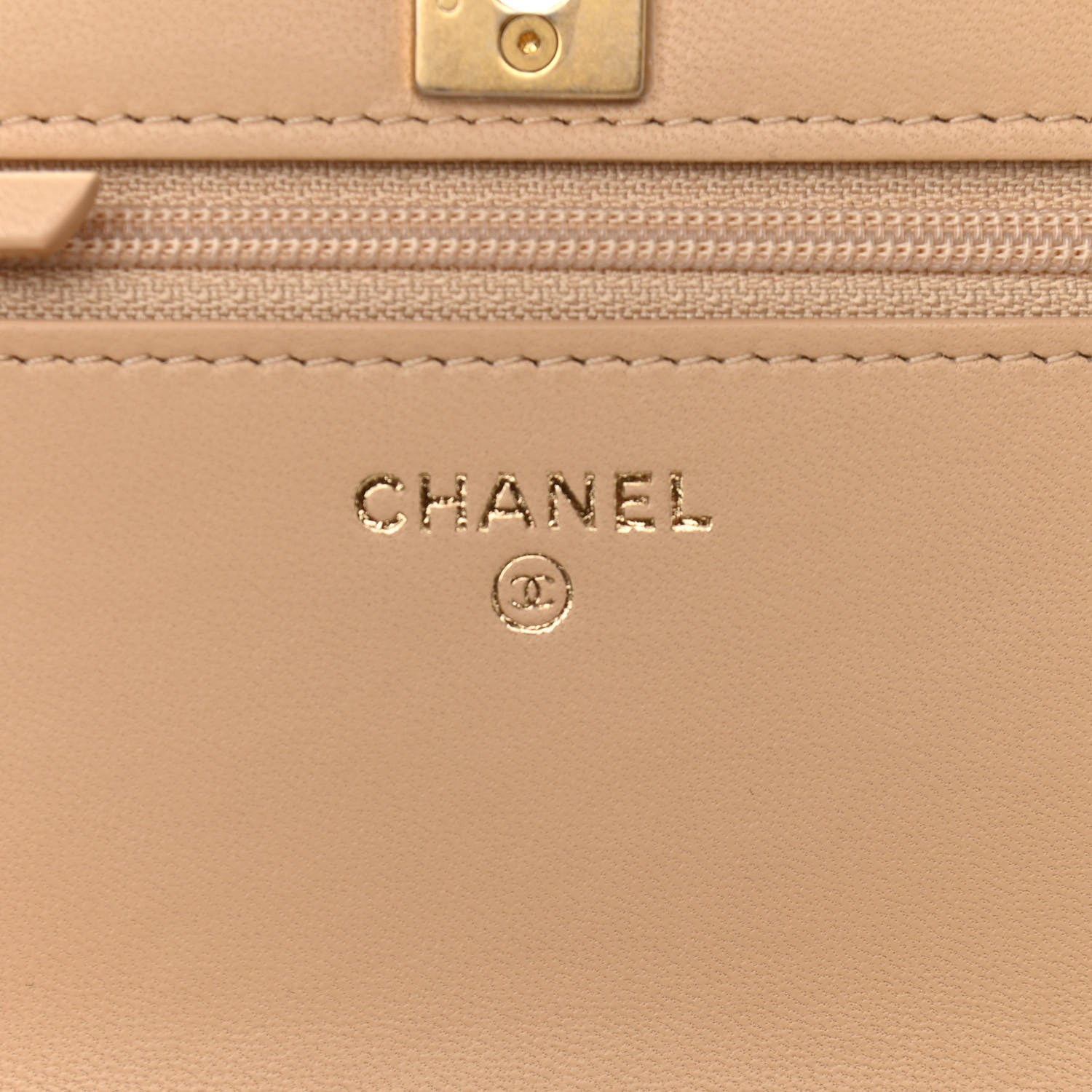 Chanel Lambskin Quilted CC Pearl Crush Wallet on Chain WOC Beige 5 of 11