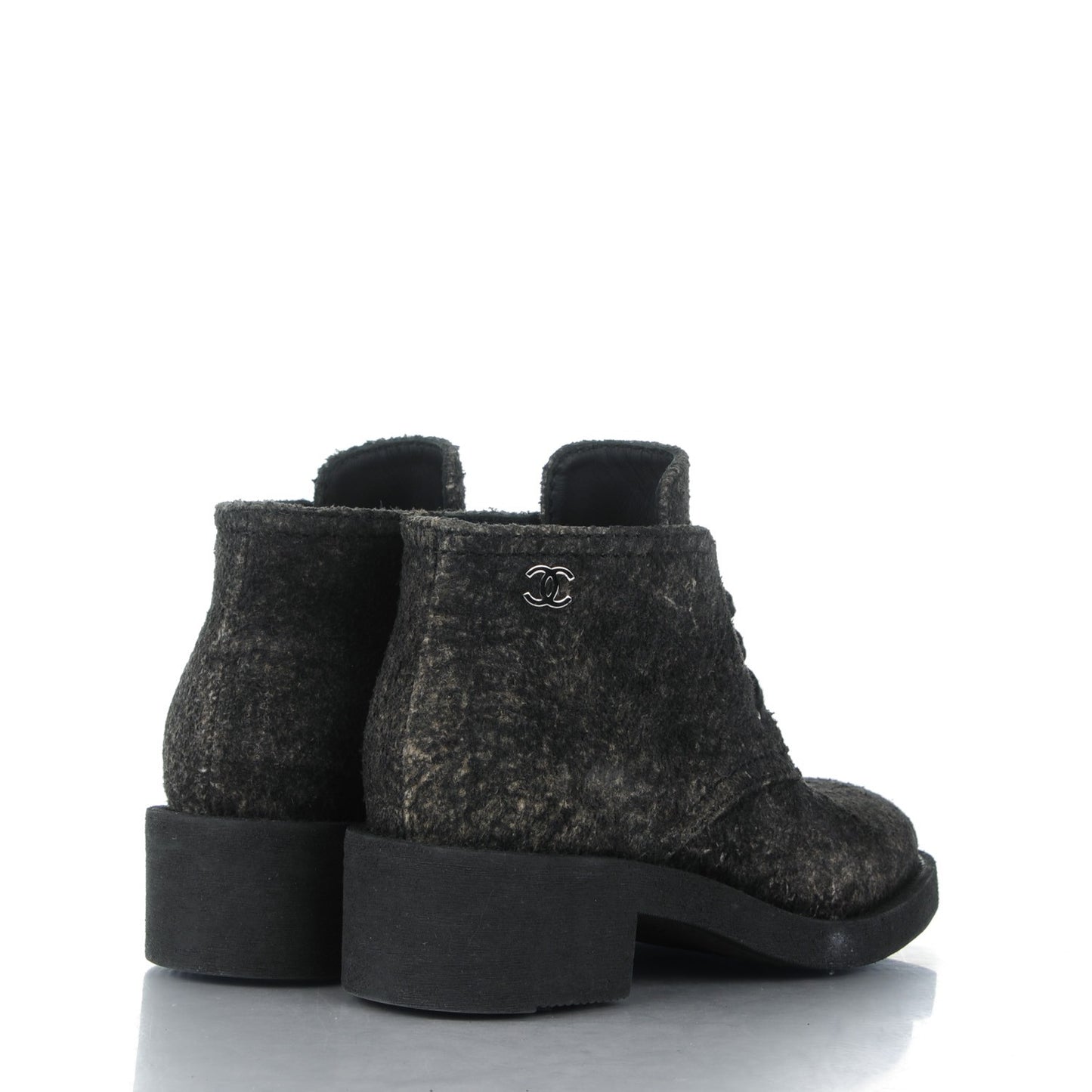 Suede Calfskin Lace Up Short Boots 35 Dark Grey