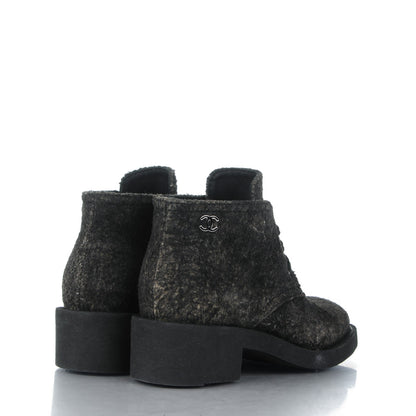 Chanel Suede Calfskin Lace Up Short Boots 35 Dark Grey 4 of 8