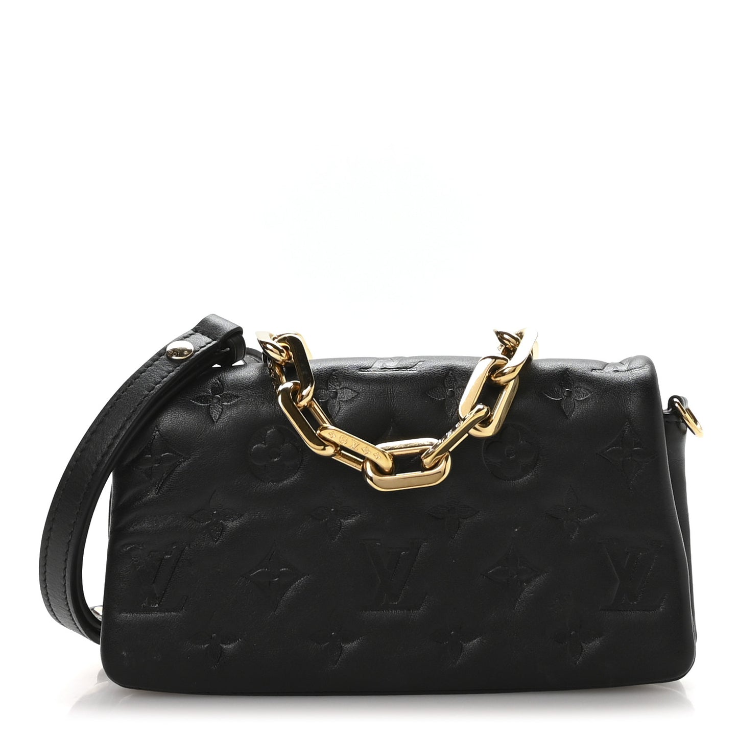 Lambskin Embossed Monogram Pochette Coussin Crossbody Black