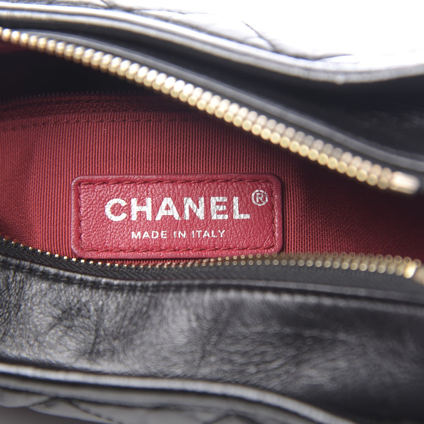 Aged Calfskin Quilted Small Gabrielle Hobo Black