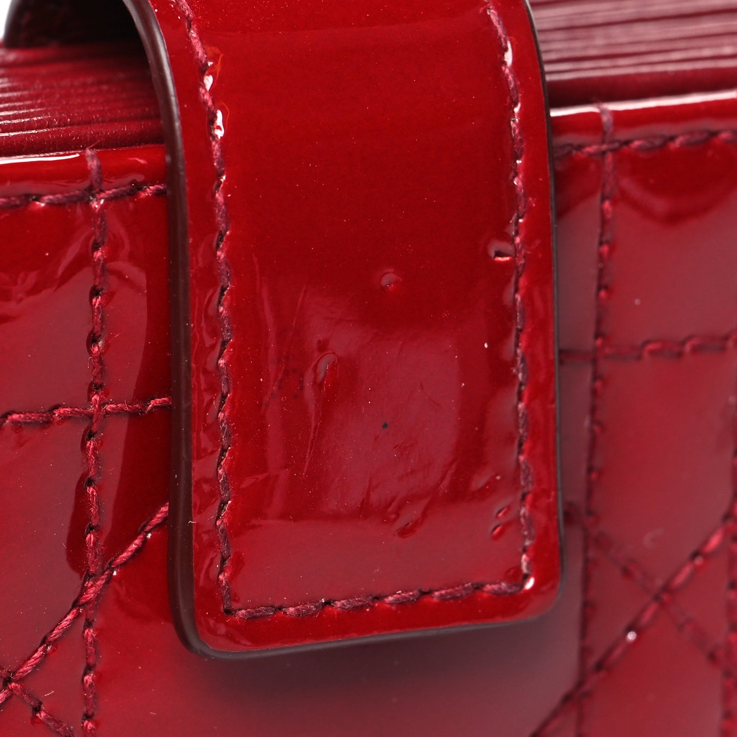 Patent Cannage Lady Dior 5-Gusset Card Holder Scarlet