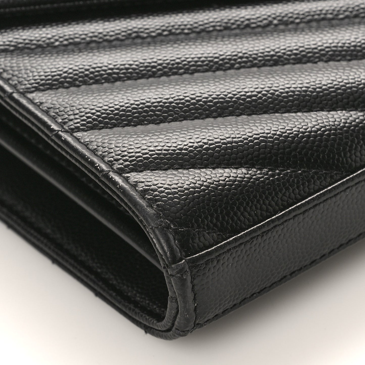 Grain De Poudre Matelasse Chevron Monogram Chain Wallet Black