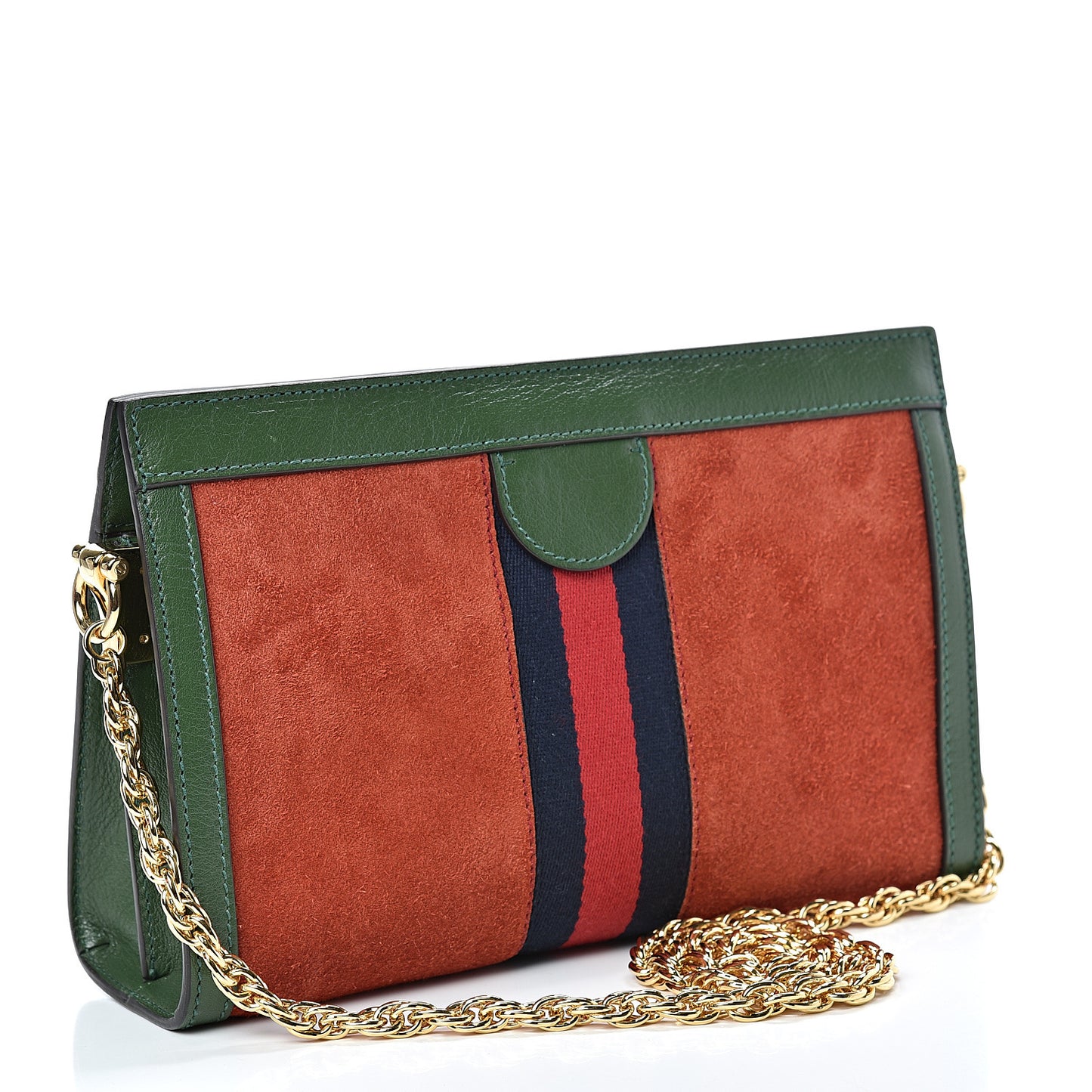 Suede Calfskin GG Web Small Ophidia Chain Shoulder Bag Brown Red Green