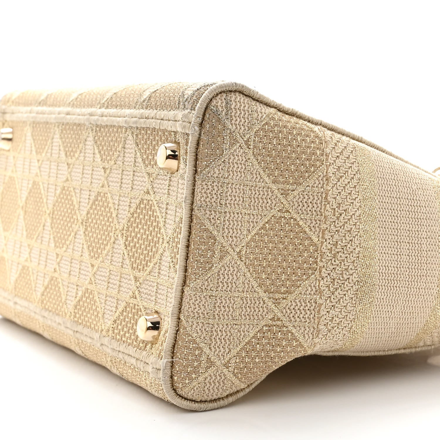 Christian Dior Canvas Embroidered Cannage Medium Lady D-Lite Beige 11 of 17