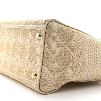 Christian Dior Canvas Embroidered Cannage Medium Lady D-Lite Beige 11 of 17