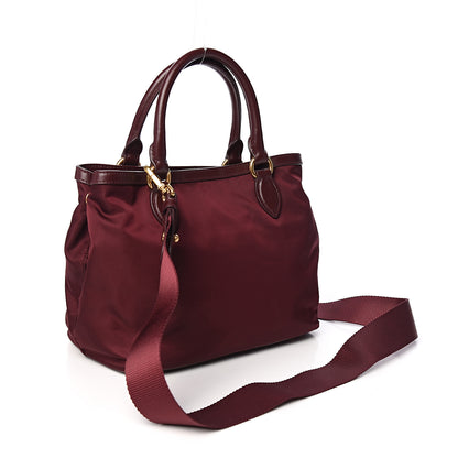 Prada Tessuto Nylon Soft Calf Small Tote Granato 2 of 8