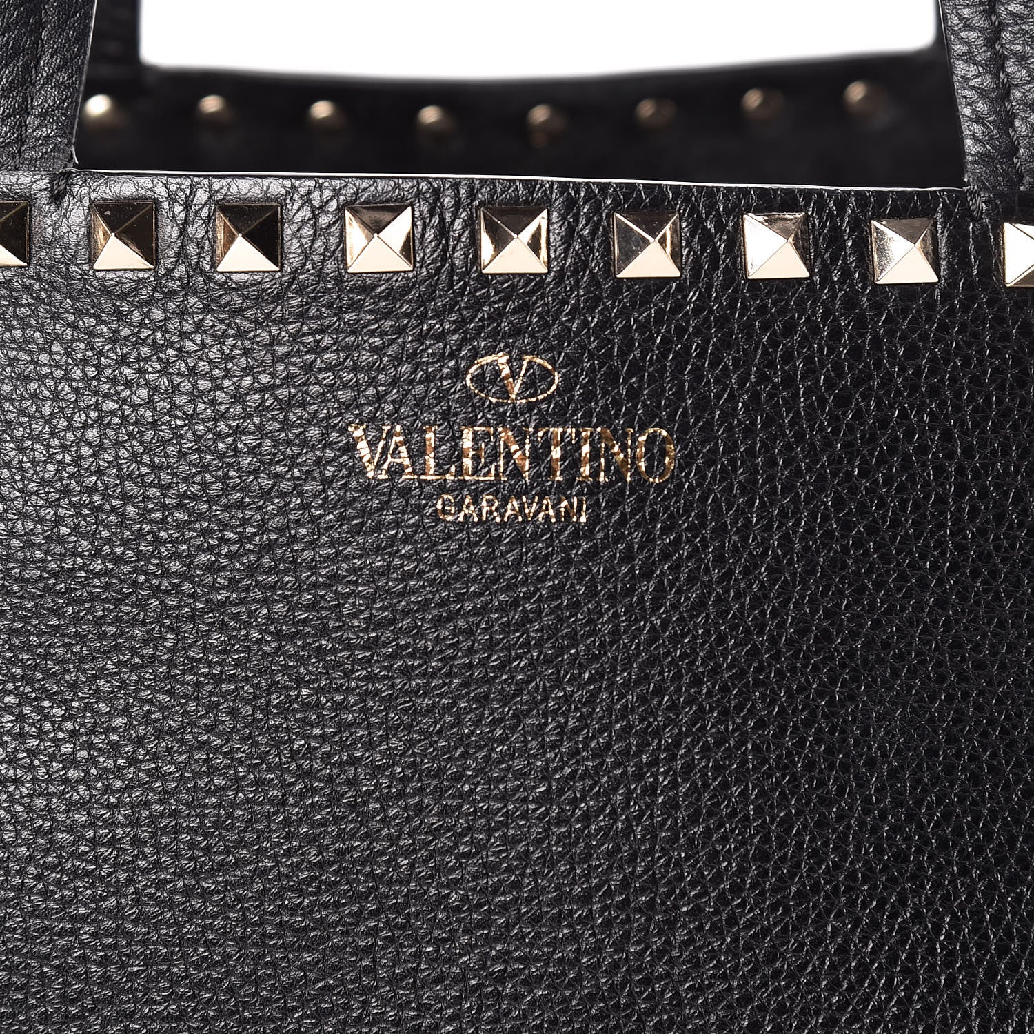 Valentino Garavani Grained Calfskin Rockstud Shoulder Tote Black 7 of 9