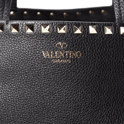 Valentino Garavani Grained Calfskin Rockstud Shoulder Tote Black 7 of 9